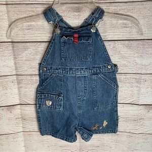 Vintage Classic Pooh Denim Overall Shorts 12M Disney Winnie The Pooh 90s